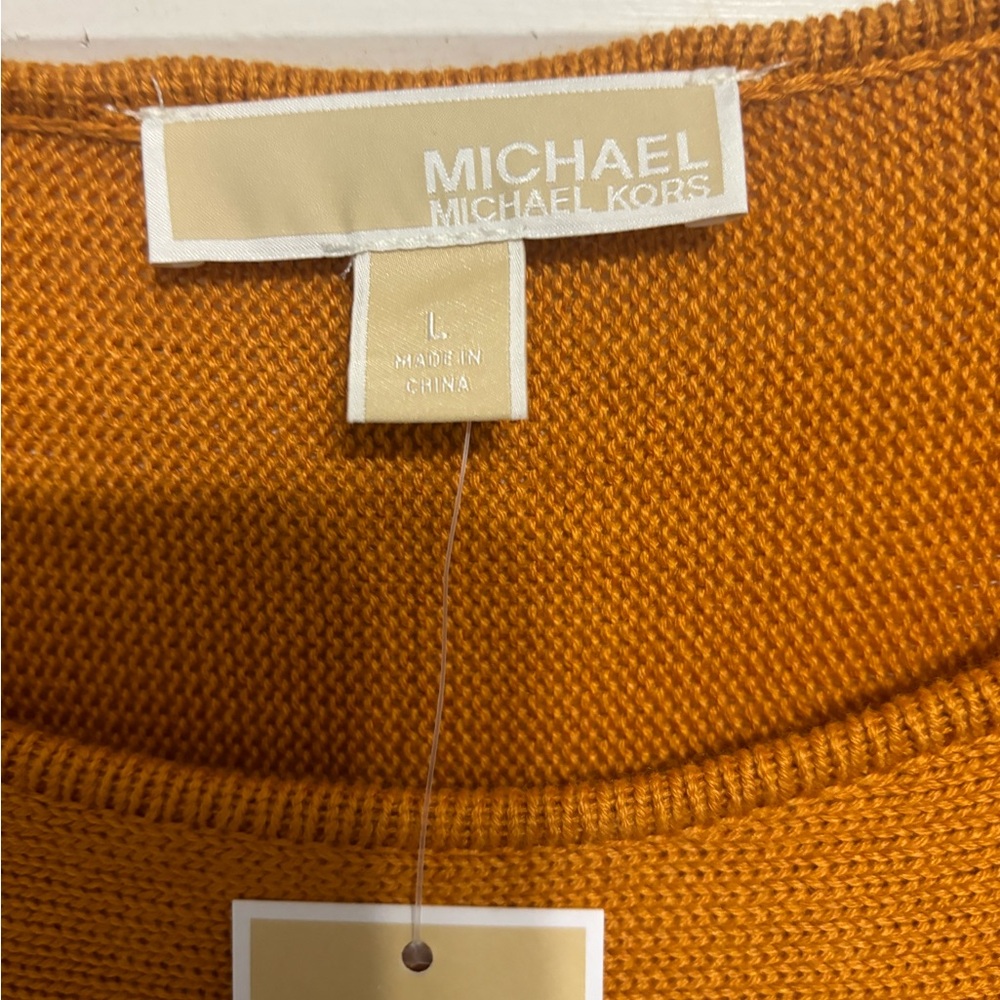 Michael Kors Orange Pullover Side Hem Zipper Knit Sweater Womens Size Large - Picture 2 of 11